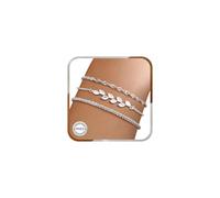 J.Fée 3Pcs Silver Bracelet for Women 925 Silver, Bracelets for Womens Adjustable, Layered Link Chain with Zirconia Bracelet Set, Dainty Jewelry for Women, Elegant Gifts for Womens