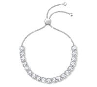 J.Fée 5MM Sterling Silver Tennis Bracelet for ,Bracelets for ,Ladies Slider Bracelets Adjustable Crystal Bracelet S925 Sparkle Diamond Zirconia Silver Tennis Bracelet for ,Gift for