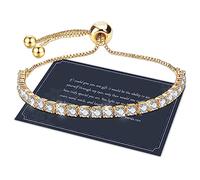 J.Fée Bracelets for Womens,Silver Bracelet for Women Tennis Bracelet,Sterling Silver Bracelet Crystal Slider Bracelet S925 Women Bracelet Zirconia Adjustable Bracelet for Women,Gold