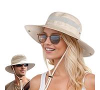J.Fée Foldable Sun Hats for Women, Women's Summer Hats for Women, Ladies Sunhats Packable for Safari for Fishing for Hiking Beige