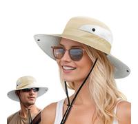 J.Fée Foldable Sun Hats for Women, Women's Summer Hats for Women, Ladies Sunhats Packable for Safari for Fishing for Hiking Khaki