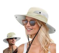 J.Fée Foldable Sun Hats for Women, Women's Summer Hats for Women, Ladies Sunhats Packable for Safari for Fishing for Hiking Beige