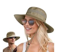 J.Fée Foldable Sun Hats for Women, Women's Summer Hats for Women, Ladies Sunhats Packable for Safari for Fishing for Hiking Dark Khaki