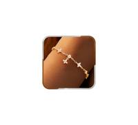 J.Fée Four Leaf Clover Bracelets for Womens Gold Bracelet for Women Gold Plated Bracelets with Cubic Zirconia, Adjustable Length 17+4CM Stylish Women Clover Bracelet Jewellery Gifts for Womens