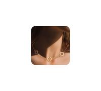 J.Fée Gold Necklaces for Womens Waterproof Clover Necklaces Stainless Steel Gold Necklace 35+7.5CM Womens Necklace with Cubic Zirconia Jewelry Christmas Birthday Gifts for Women