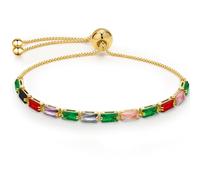 J.Fée Gold Bracelet for Women Gold Tennis Bracelets for Womens with Long CZ,Gold Bracelets Silver Jewellery for Women,Adjustable Bracelets Gold Plated Women Colorful Bracelet Valentines Gifts for Her