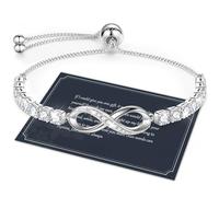 J.Fée Infinity Bracelet Sterling Silver Bracelets for Womens Silver Jewellery,Adjustable Bracelets Friendship Bracelet Gift For Birthday Gifts for Women Mothers Day Gifts for Her