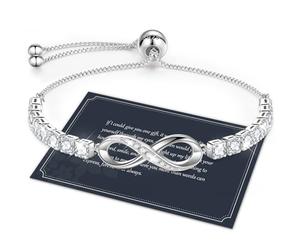 J.Fée Infinity Bracelet Sterling Silver Bracelets for Womens Silver Jewellery,Adjustable Bracelets Friendship Bracelet Gift For Birthday Gifts for Women Mothers Day Gifts for Her