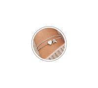 J.Fée Initial Bracelet Silver Bracelet for Women 925 Silver, Personalised Bracelets for Women, Heart-Shaped Layered Ladies Bracelets Adjustable, Elegant Jewellery Gifts for Womens, Silvery A