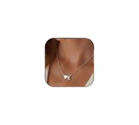 J.Fée Necklace with Letters - 925 Silver or 14 Carat Gold-Plated, 26 Initials A-Z Heart Chain Adjustable Necklace for Women, Elegant Jewellery, Gifts for Women, Girlfriend, Mother Gift, Silver