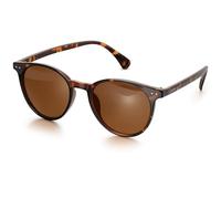 J.Fée Retro Sunglasses Womens UV400 Protection Round Ladies Sunglasses, Sun Glasses Women Vintage Fashion, Leopard Frame Brown Lenses with Studs, 1Pc
