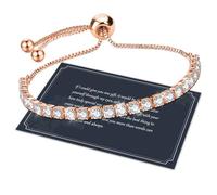 J.Fée Rose Gold Bracelets for Womens Tennis Bracelet with 4MM Cubic Zircon Crystal Bracelet with Box,Adjustable Womens Jewellery,Gifts for Women Mothers Day Gifts For Mum