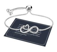 J.Fée Silver Bracelet for Women 925 Silver Bracelets for Womens Adjustable Infinity Bracelets for Women Jewellery Gifts for Women Mothers Day Gifts for Mum,55