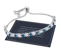 Bracelets for Womens Silver Tennis Bracelet for Women Crystal Adjustable Bracelet 925 Silver Women Bracelet Diamond Bracelet for Women,Ladies Jewellery,Blue Bracelet,Birthday Gift for Christmas,Silver