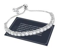 J.Fée Silver Bracelets for Womens 925 Tennis Bracelet with 4MM Cubic Zircon Crystal For Party,Adjustable Womens Jewellery with Box,Friendship Gift Birthday Gifts for Women Mothers Gifts For Mum