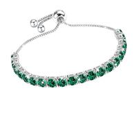 J.Fée Silver Plated Bracelets for Womens Tennis Bracelet with 4MM Green Crystal Adjustable Jewellery with Box,Birthday Gifts For Women Mothers Day Gifts For Mum