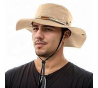 J.Fée Sun Hats for Mens UPF50+ Mens Sun Hats Wide Brim Foldable Waterproof with Adjustable Strap Boonie Hat for Fishing Camping Hiking, 58-60CM, Khaki