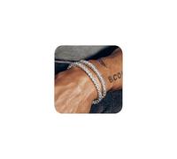 J.Fée Tennis Bracelet for Men with Glitzer 5A Zirconia, 2Pcs 4MM Tennis Mens Bracelets Set Stackable 925 Sterling Silver Bracelet for Mens, Birthday Christmas Gifts for Men