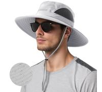 J.Fée Unisex Sun Hats for Men Women's Sun Hats UPF50+ Wide Brim Foldable Waterproof with Chin Strap, Summer Hat for Fishsing Hiking Walking Gardening, 55-60CM, Light Grey