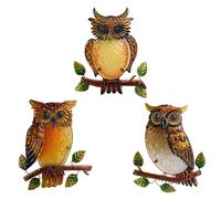 J-Fly Decorative Metal Wall Art - Set Of 3 Owls For Garden, Patio, Porch, Bedroom, Kitchen - 9 Inch Each For Owl Lovers
