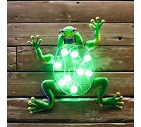 J-Fly Metal Frog Solar Lighted Wall Art Decor Outdoor Garden Fence Art Hanging Decorations for Yard Lawn Balcony Patio 13 * 13 inch Large