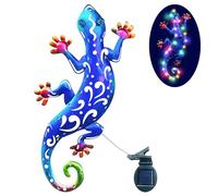 J-Fly Solar LED Light Gecko Outside Wall Garden Decorations for Yard,Outdoor Patio Garden Metal Wall Backyard Decor,Metal Yard Decorations Outdoor Art