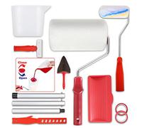 J.funyear Fillable & Extendable Paint Roller Set with Extension Pole - Professional Ceiling & Wall Painting Kit, No Mess, No Prep, 1L Refillable Capacity for Walls, Floors, Furniture (12 Pcs)