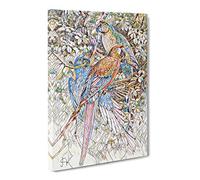 J.G. Keulemans Macaws Modern Bg Canvas Print | Gallery Wrapped 30mm Frame Wall Art | 24x16 inches | Ready to Hang | Retro Picture | Living Room Bedroom Lounge Office