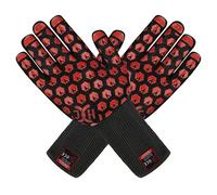 J H Heat Resistant Oven Glove:EN407 Certified 932 °F, 2 Layers Silicone Coating, Oven Mitts for Cooking, Kitchen, Fireplace,Camping, Grilling, 1 Pair