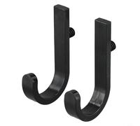 J Hook Shed Organizer for Suncast for Craftsman Storage Sheds - Wall-Mount Tool Hanger Space-Saving Ladder Rope Holder 2-Pack or 6-Pack Black Plastic (12.5 x 7 cm)(2PCS)