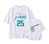 J-Hope Hope ON The Stage T-Shirts 2025WorldTour Support Trendy Washed Tee Shirts AR-My Merch(White,3XL)