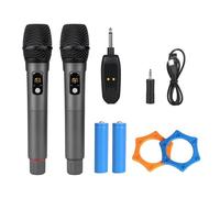 J.I.Y Wireless Microphone System, Dual 2.4GHz Cordless Mics with Receiver, Rechargeable Plug & Play Dynamic Microphones for Karaoke, Church, Party, Speech, 250ft Range