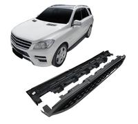 J&J AUTOMOTIVE | Black Side Steps Aluminium and ABS Plastic for Mercedes ML Class W166 / GLE 2012-2019, Kit of 2 pieces (Left and Right), Mounting Material Included