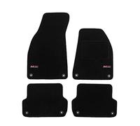 J&J AUTOMOTIVE | Logo Tailored Black floor Car Mats for A4 B6 / B7 2001-2008 4pcs, Carpet mat, Anti slip backing, Heel pad, Fixings & 2 logos included