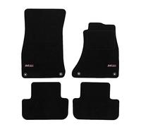 J&J AUTOMOTIVE | Logo Tailored Black floor Car Mats for A4 B8 2008-2015 4pcs, Carpet mat, Anti slip backing, Heel pad, Fixings & 2 logos included