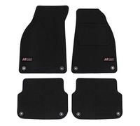 J&J AUTOMOTIVE | Logo Tailored Black floor Car Mats for A6 C6 2004-2011 4pcs, Carpet mat, Anti slip backing, Heel pad, Fixings & 2 logos included