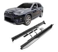 J&J AUTOMOTIVE | Side Steps Aluminium and ABS Plastic for Toyota RAV4 2019-2025, Kit of 2 pieces (Left and Right), Mounting Material Included