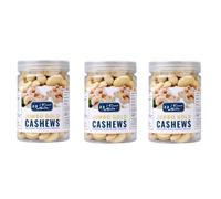 J J Crunch & Munch Whole Unsalted jumbo size w180 Goan Cashew 100% Natural Great for Fresh Roasting, Cooking or Baking (Pure natural sweet taste of India) 250gm Pack of 3 Jar