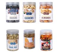 J J crunch N munch Nuts & Snacks Combo Pack - Raisins, Almonds, Cashews, Candy, Muesli, Seed Mix, 6 Items