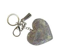 J & J LONDON Heart Keyring/Bag Charm Diamante Bling Glitter Crystal Key Buckle for Women Girl (AB Crystal)