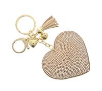J & J LONDON Heart Keyring/Bag Charm Diamante Bling Glitter Crystal Key Buckle for Women Girl (Champagne)