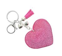 J & J LONDON Heart Keyring/Bag Charm Diamante Bling Glitter Crystal Key Buckle for Women Girl (Fuchsia)