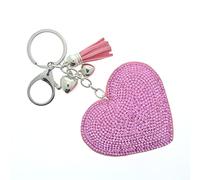 J & J LONDON Heart Keyring/Bag Charm Diamante Bling Glitter Crystal Key Buckle for Women Girl (Pink)