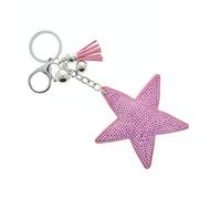 J & J LONDON Star Keyring/Bag Charm Diamante Bling Glitter Crystal Key Buckle for Women Girl (Pink)