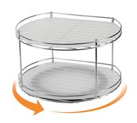 J JACKCUBE DESIGN 2 Tier Lazy Susan Turntable Cabinet Organizer - Rotating Spice Rack Storage Container - Medicine Storage Holder for Cabinets, Pantry, Fridge, Countertops - MK533A