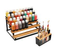 J JACKCUBE DESIGN Craft Paint & Brush Organizer 5 Tier Storage Rack, Holds 50 Citadel & Vallejo Bottles and 17 Brushes, Black -MK1031A