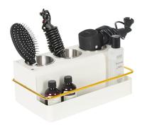 J JACKCUBE DESIGN Hair Tool Organizer, Metal Hair Dryer Holder Tray, Blow Dryer, Makeup, Bathroom Accessories, Vanity Countertop Storage Stand with 3 Stainless Steel Cups (White)- MK1029A