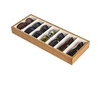 J JACKCUBE DESIGN JackCubeDesign Wood 7 Compartments Eyeglass Display Organiser Eyeglasses Sunglass Storage Case Box Eyewear Tray Stand Open Top Suede Inside(45.2 x 18 x 4.8 cm) - :MK374A