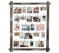 J JACKCUBE DESIGN Photo Wall Display Picture Collage Frame Board for Multi Photo Display Wall Decor with 35 Clips Rustic Wood - MK562B
