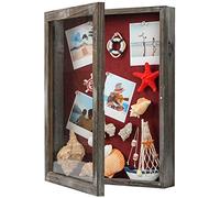 J JACKCUBE DESIGN Shadow Box Display Case 32 X 42 (Cm) Memory Box Rustic Wood Frame with Linen Back Gifts Keepsakes Storage for Picture Medal Post-Card -MK577A(Large)